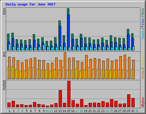 Daily usage for June 2017