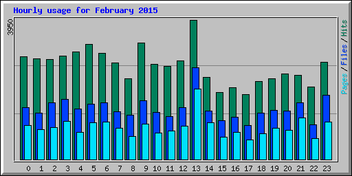 Hourly usage for February 2015